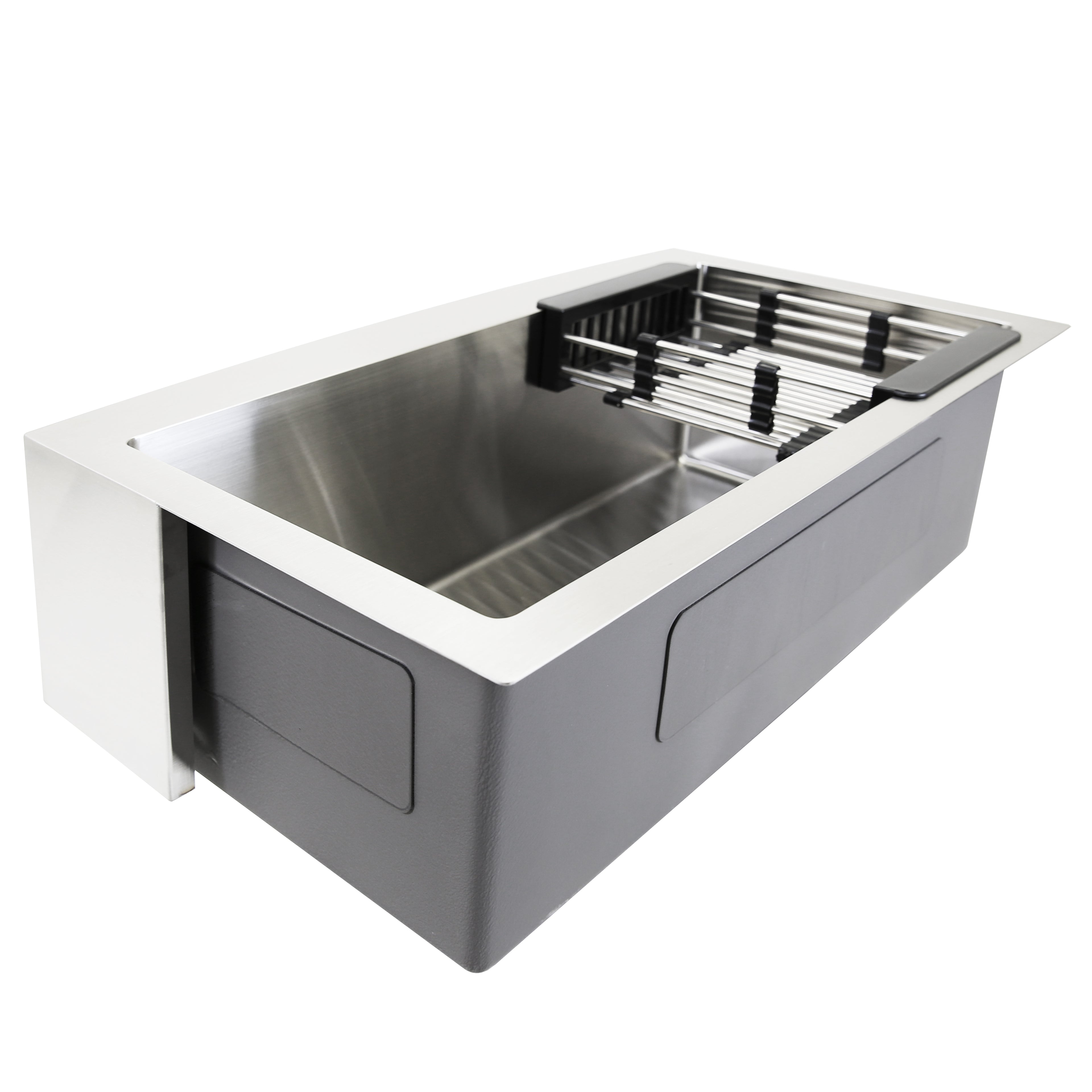 KBV 30 in. x 18 in, Farmhouse Apron-Front Single Bowl 18 Gauge Brushed Stainless Steel Kitchen Sink with Accessories KBV0001