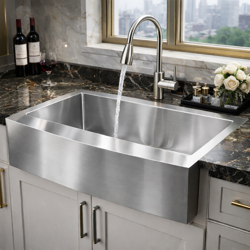 KBV 30 in. x 18 in, Farmhouse Apron-Front Single Bowl 18 Gauge Brushed Stainless Steel Kitchen Sink with Accessories KBV0001